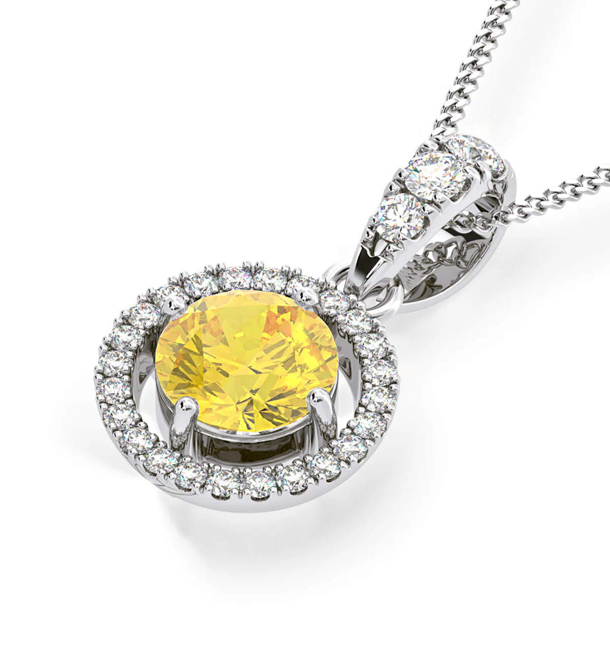 Ella Yellow Lab Diamond 1.38ct Pendant Necklace in 18K White Gold - Elara Collection - Image 3
