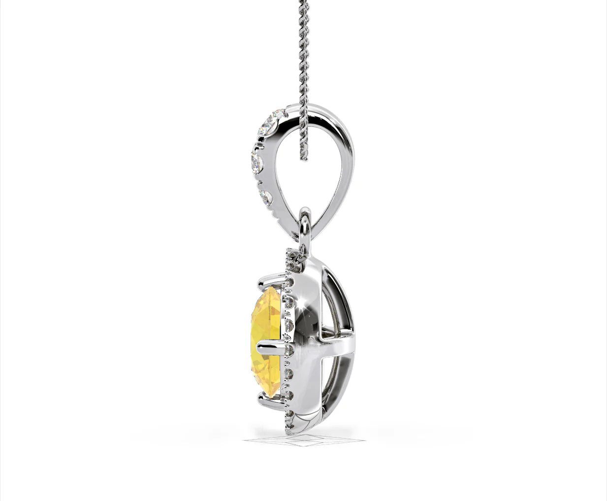 Ella Yellow Lab Diamond 1.38ct Pendant Necklace in 18K White Gold - Elara Collection - Image 31