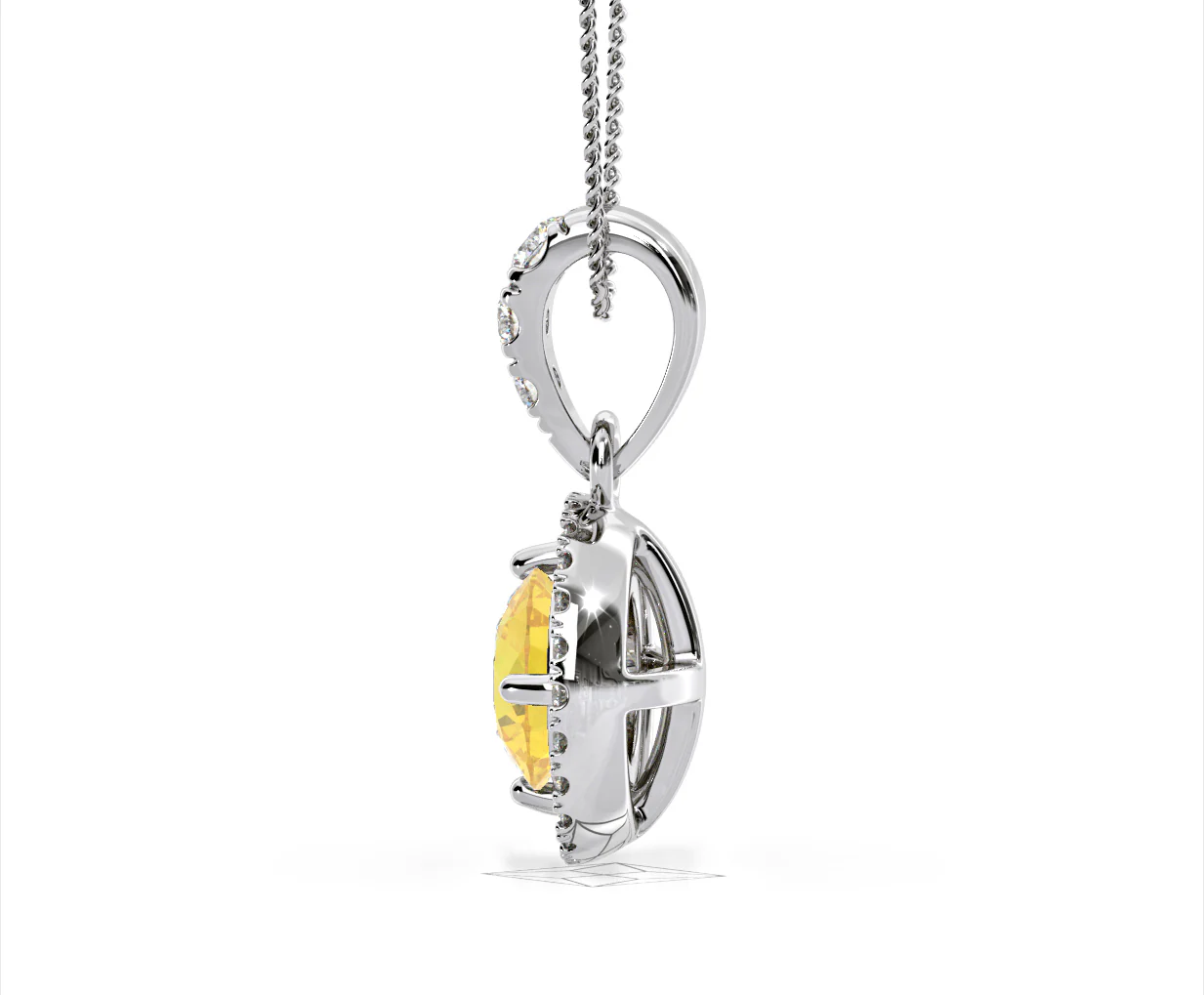 Ella Yellow Lab Diamond 1.38ct Pendant Necklace in 18K White Gold - Elara Collection - Image 32