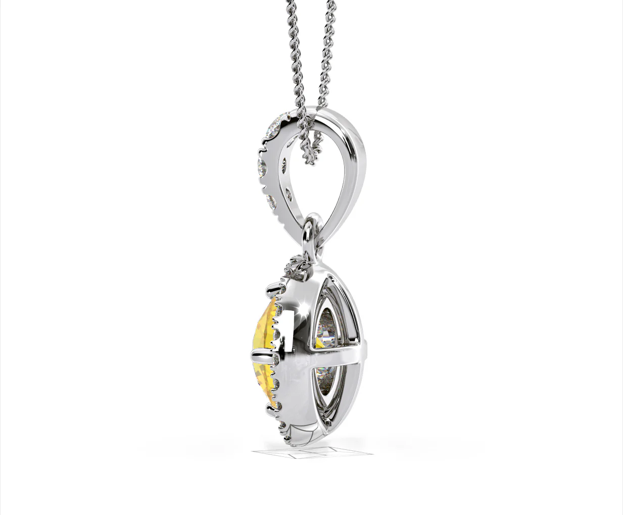Ella Yellow Lab Diamond 1.38ct Pendant Necklace in 18K White Gold - Elara Collection - Image 34