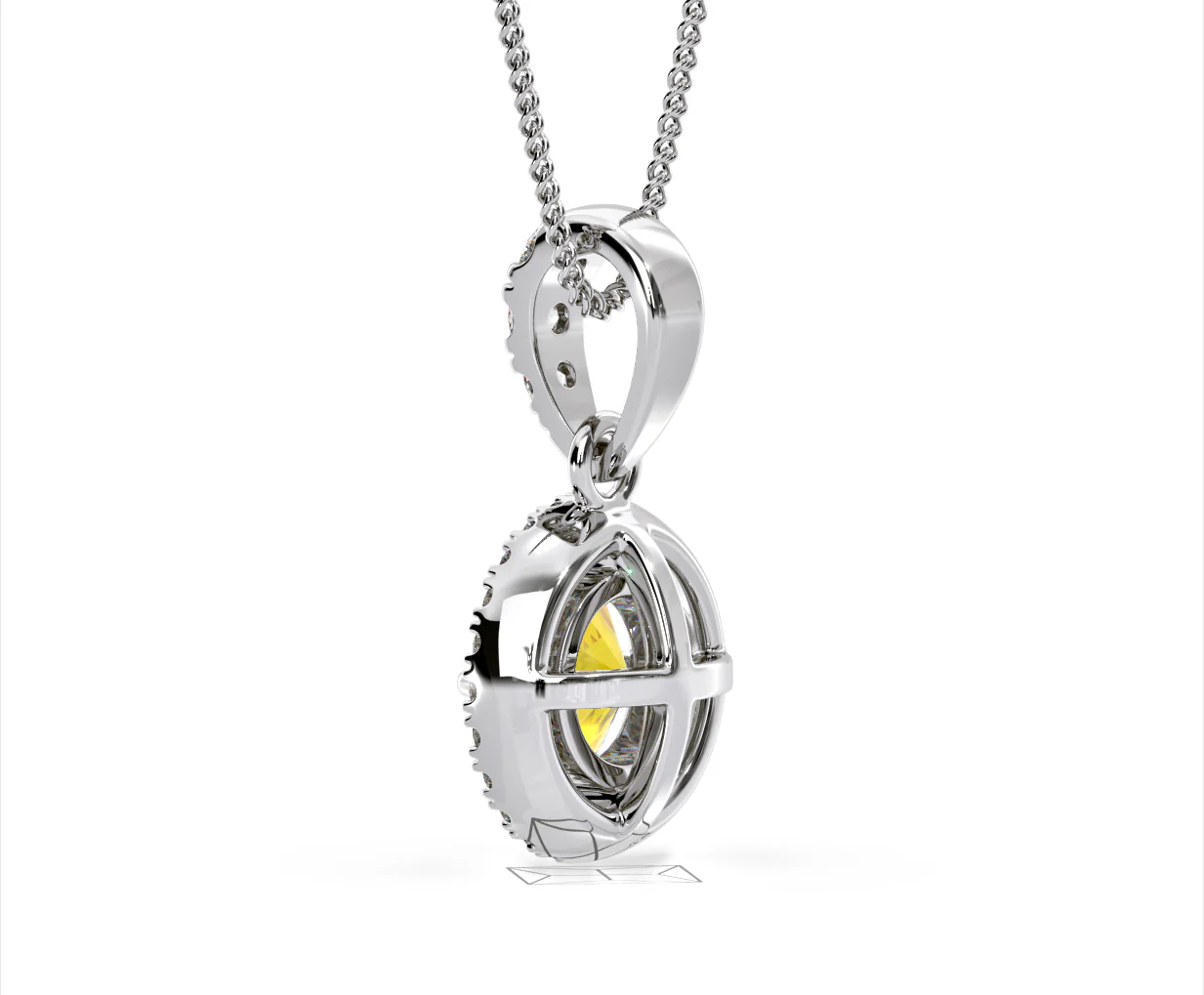 Ella Yellow Lab Diamond 1.38ct Pendant Necklace in 18K White Gold - Elara Collection - Image 39
