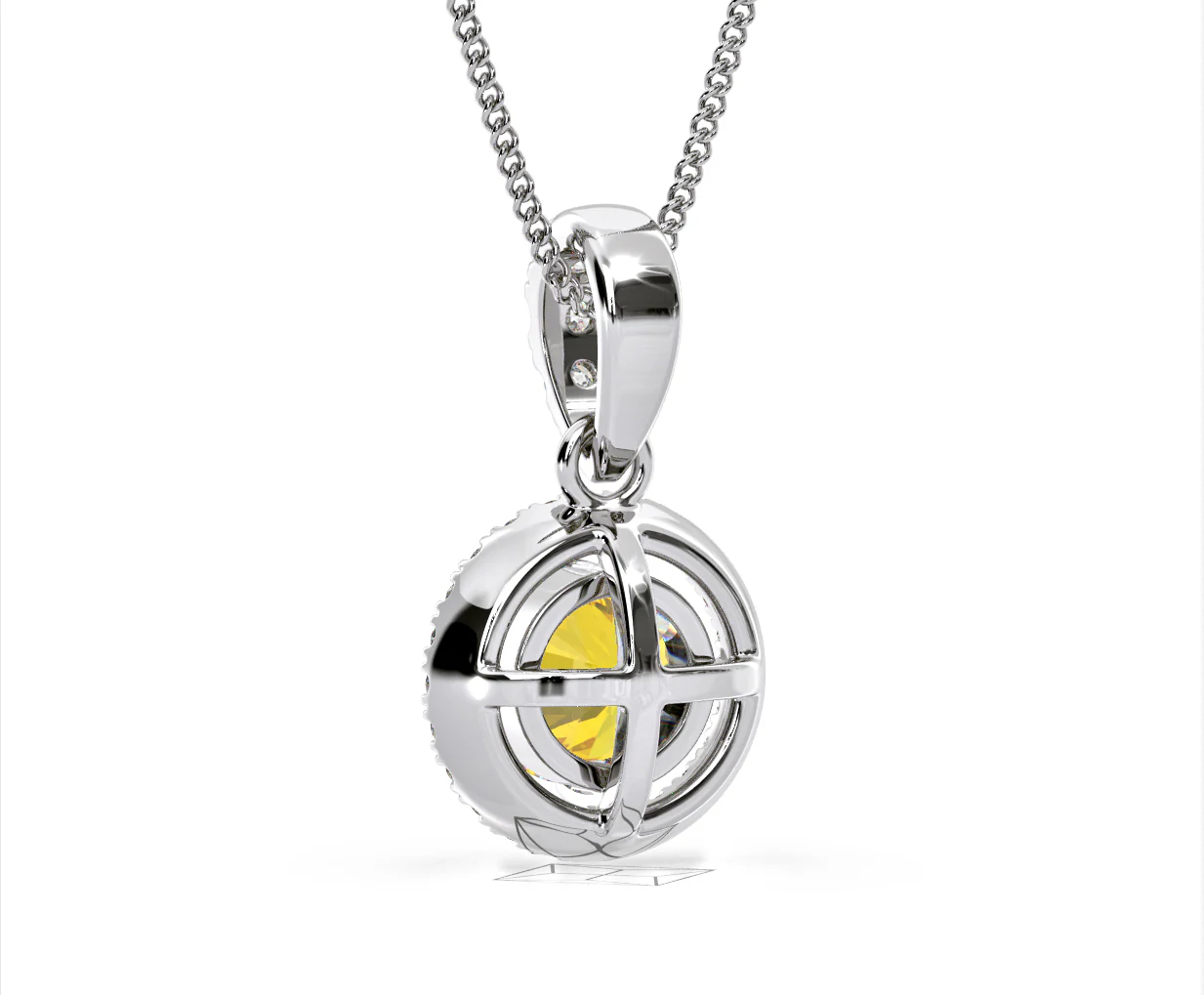 Ella Yellow Lab Diamond 1.38ct Pendant Necklace in 18K White Gold - Elara Collection - Image 45