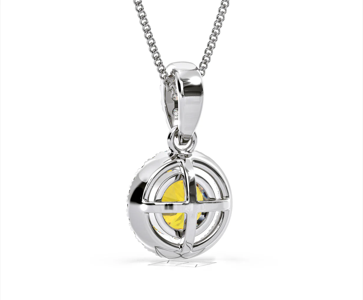 Ella Yellow Lab Diamond 1.38ct Pendant Necklace in 18K White Gold - Elara Collection - Image 46