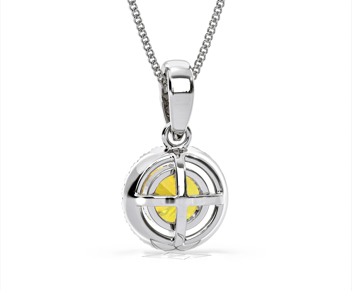 Ella Yellow Lab Diamond 1.38ct Pendant Necklace in 18K White Gold - Elara Collection - Image 48