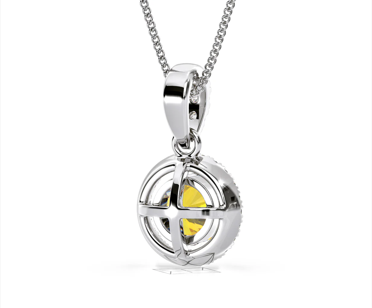 Ella Yellow Lab Diamond 1.38ct Pendant Necklace in 18K White Gold - Elara Collection - Image 56