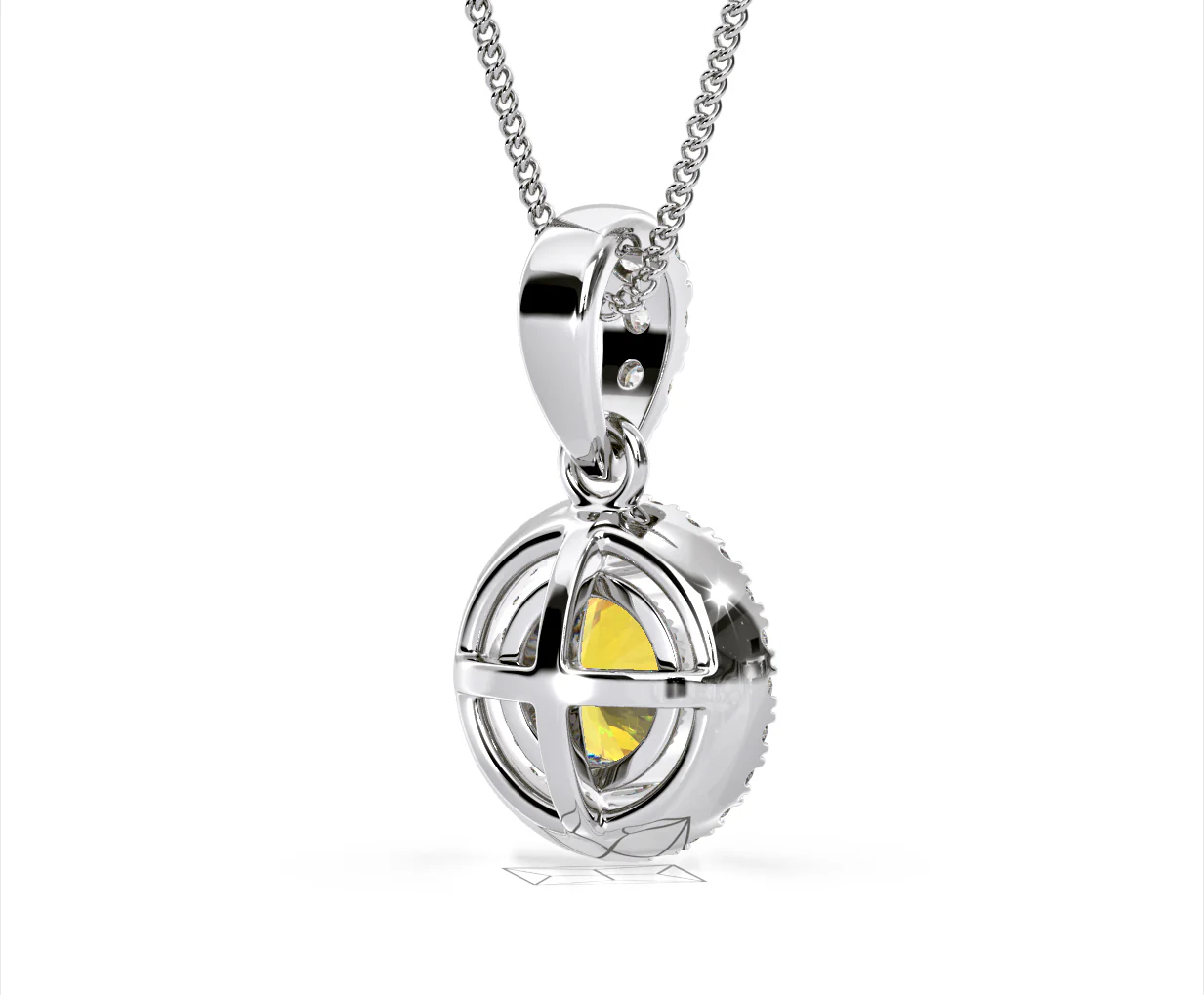 Ella Yellow Lab Diamond 1.38ct Pendant Necklace in 18K White Gold - Elara Collection - Image 58