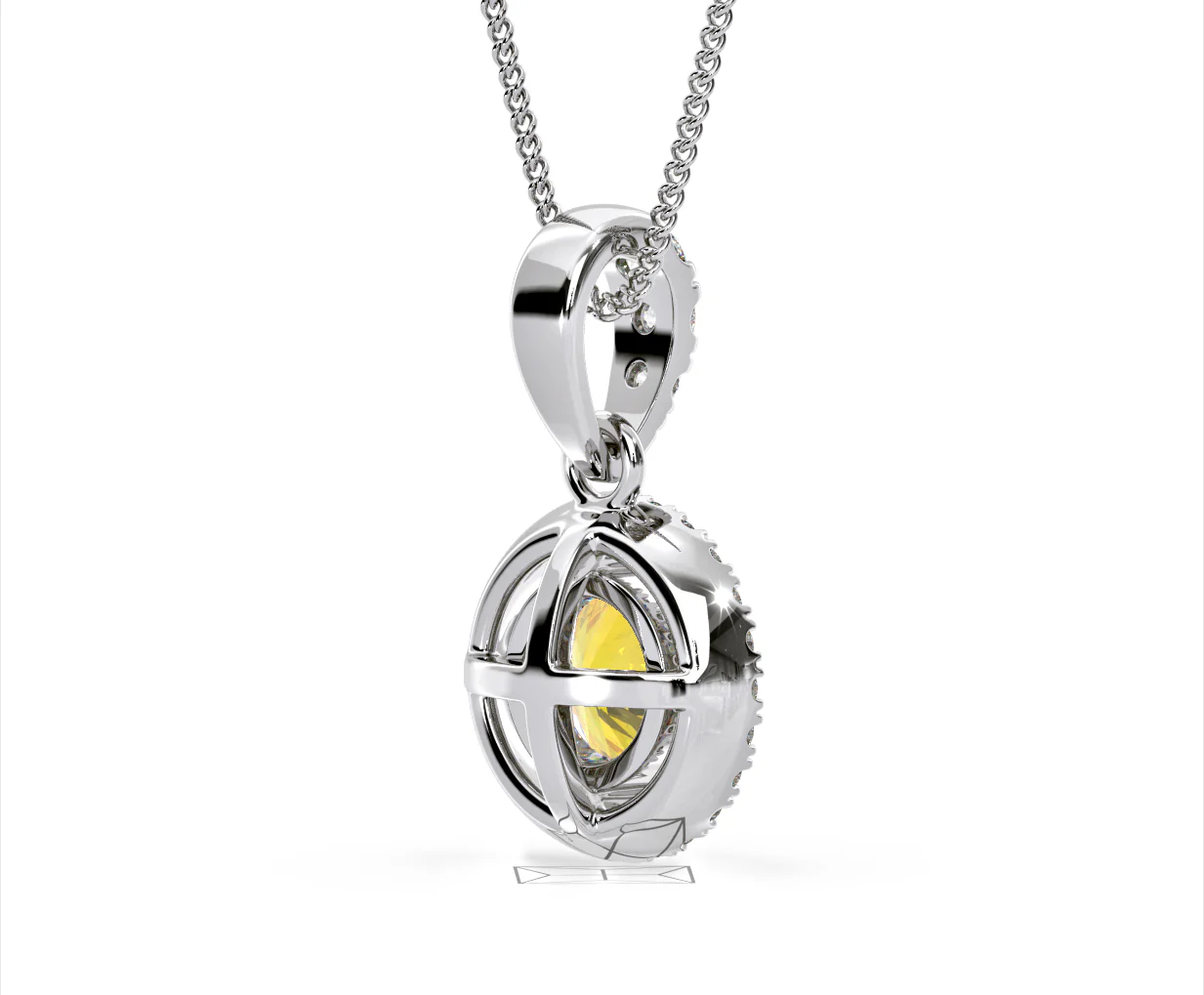 Ella Yellow Lab Diamond 1.38ct Pendant Necklace in 18K White Gold - Elara Collection - Image 60