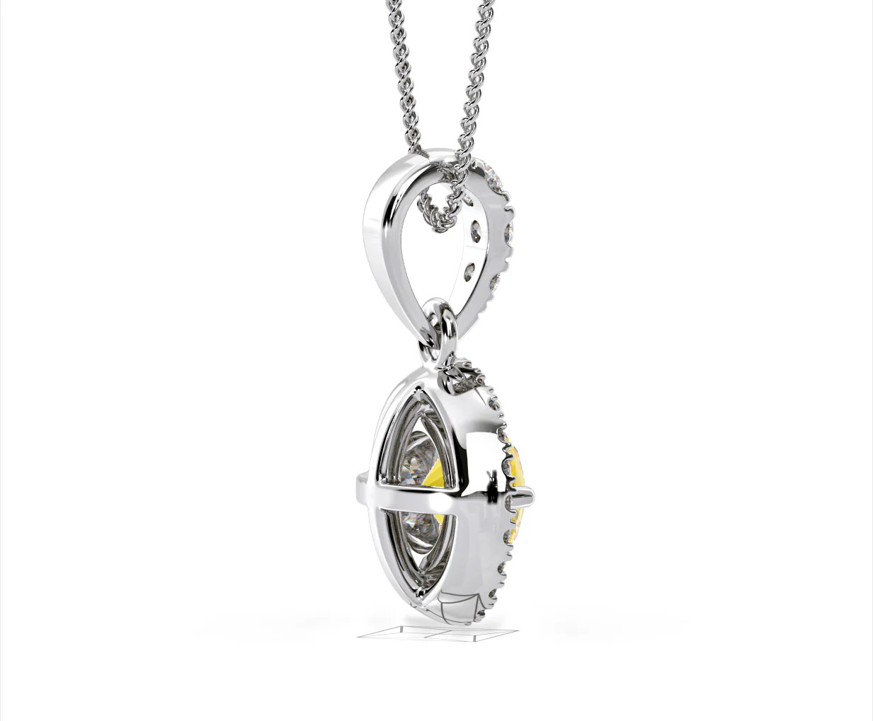 Ella Yellow Lab Diamond 1.38ct Pendant Necklace in 18K White Gold - Elara Collection - Image 65
