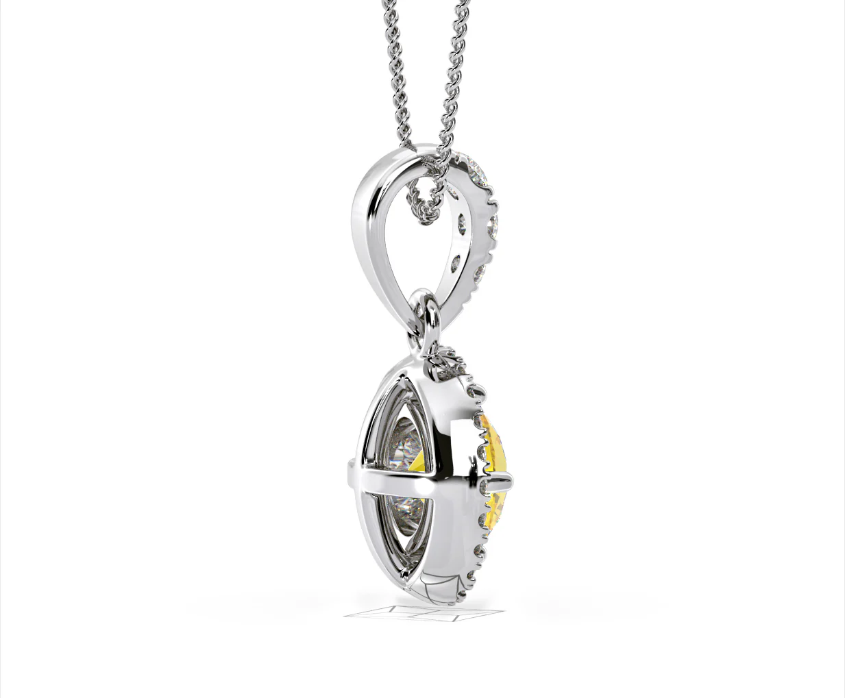 Ella Yellow Lab Diamond 1.38ct Pendant Necklace in 18K White Gold - Elara Collection - Image 66