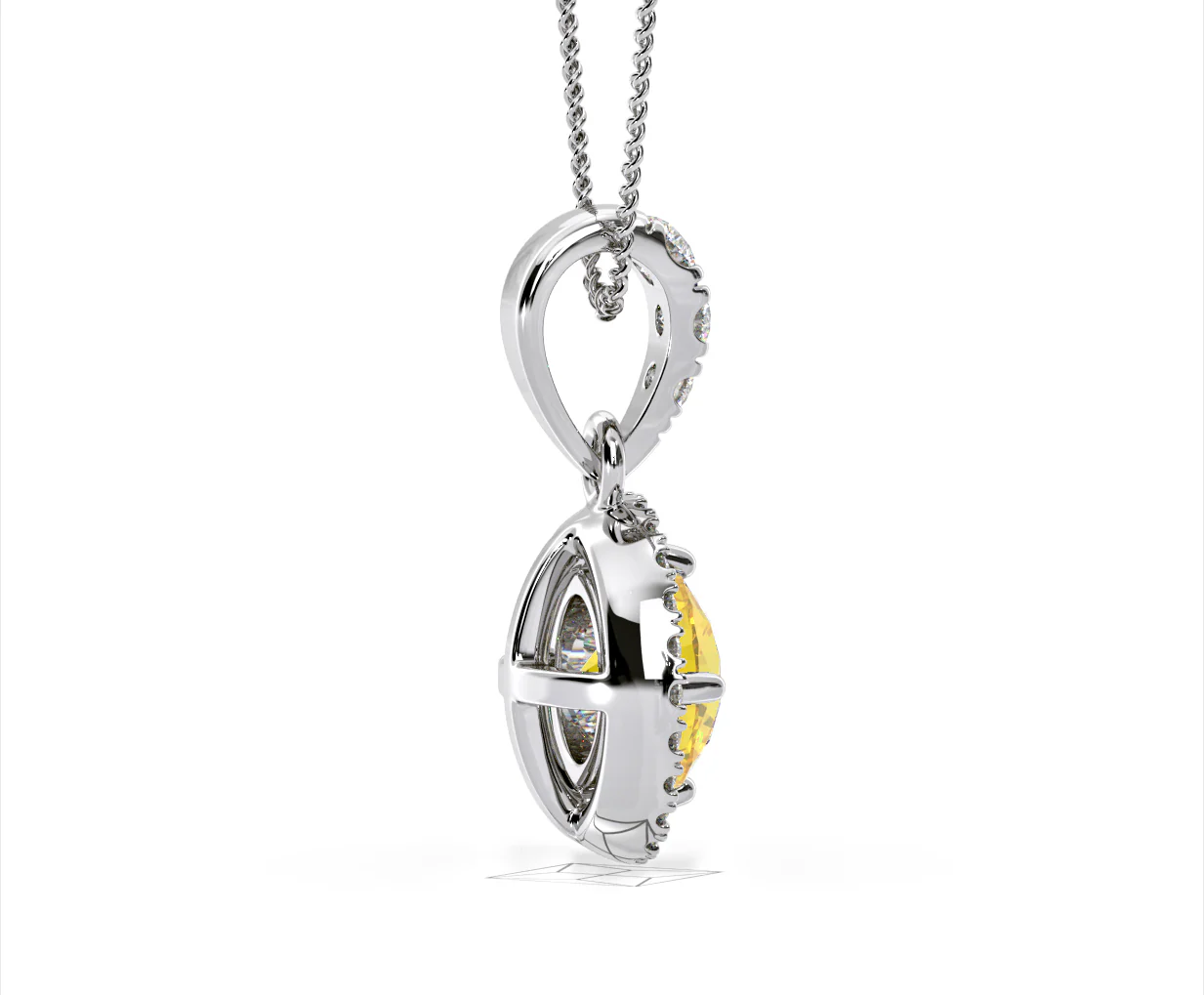 Ella Yellow Lab Diamond 1.38ct Pendant Necklace in 18K White Gold - Elara Collection - Image 67
