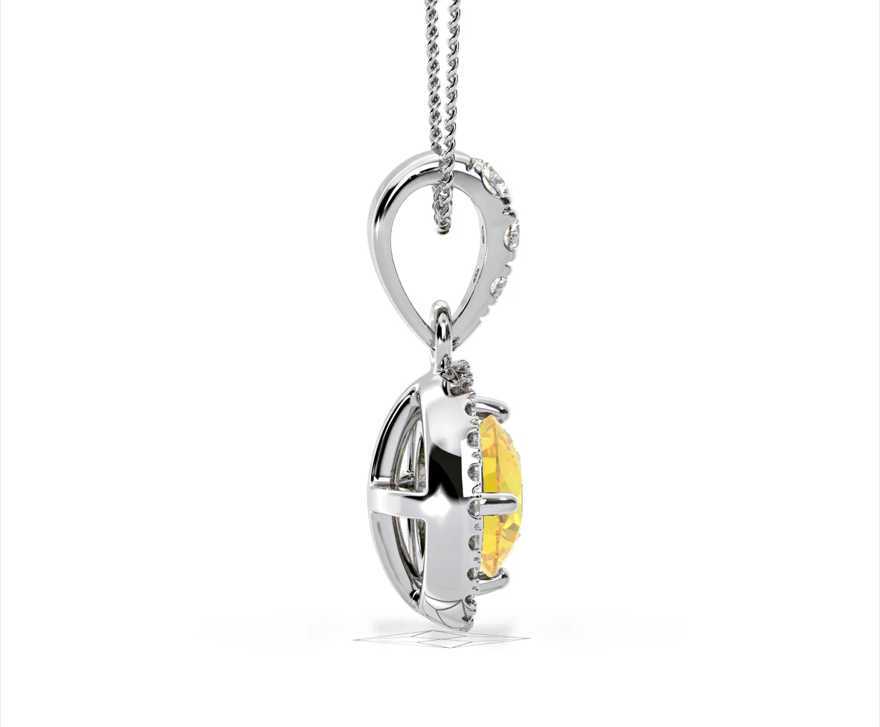 Ella Yellow Lab Diamond 1.38ct Pendant Necklace in 18K White Gold - Elara Collection - Image 69
