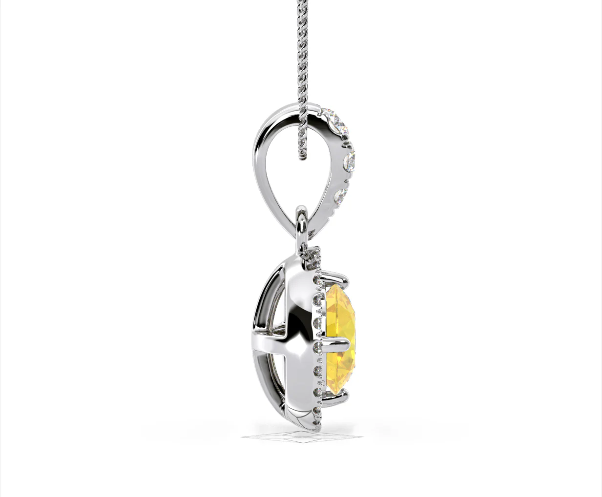 Ella Yellow Lab Diamond 1.38ct Pendant Necklace in 18K White Gold - Elara Collection - Image 70