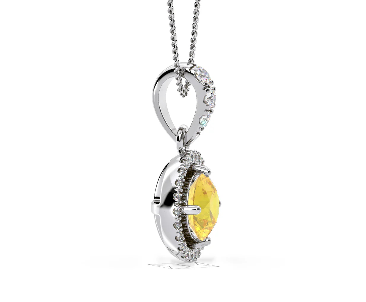 Ella Yellow Lab Diamond 1.38ct Pendant Necklace in 18K White Gold - Elara Collection - Image 74