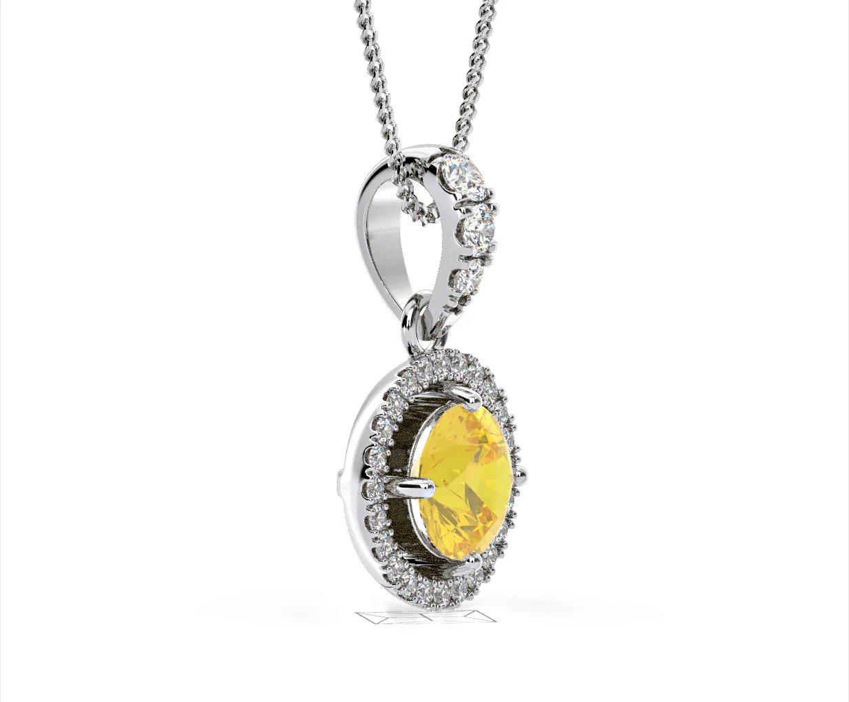 Ella Yellow Lab Diamond 1.38ct Pendant Necklace in 18K White Gold - Elara Collection - Image 78