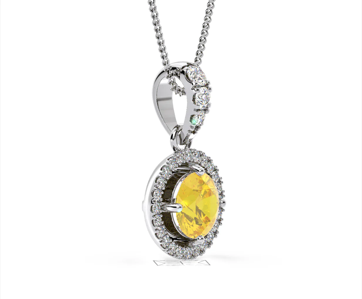 Ella Yellow Lab Diamond 1.38ct Pendant Necklace in 18K White Gold - Elara Collection - Image 79