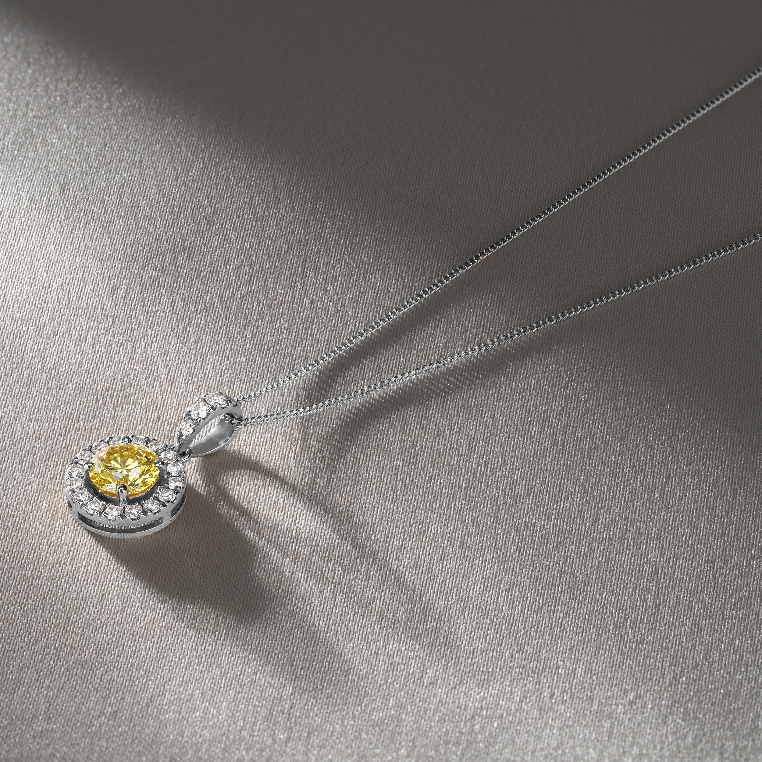 Ella Yellow Lab Diamond 1.38ct Pendant Necklace in 18K White Gold - Elara Collection - Image 8