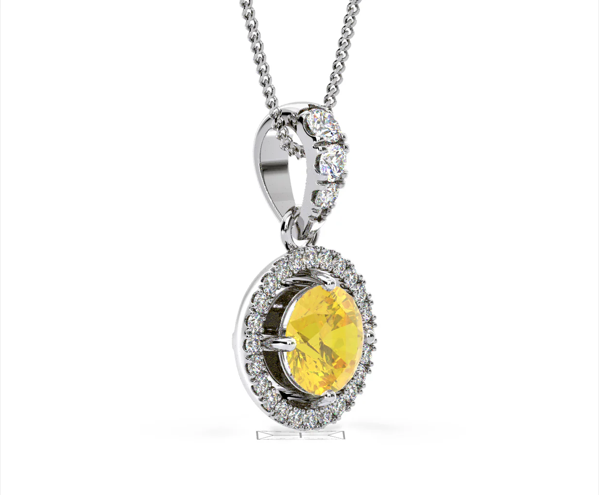 Ella Yellow Lab Diamond 1.38ct Pendant Necklace in 18K White Gold - Elara Collection - Image 80