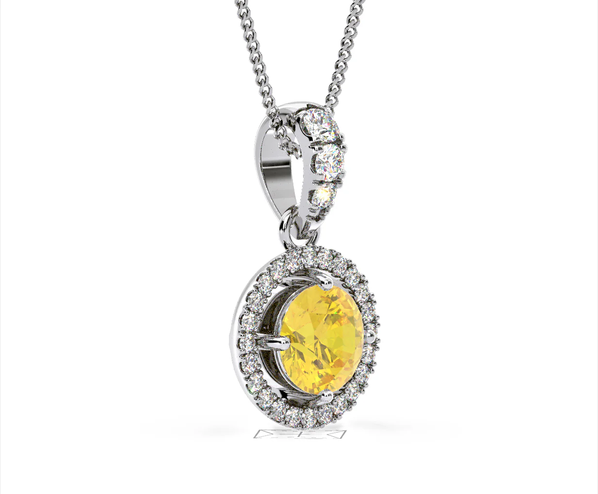 Ella Yellow Lab Diamond 1.38ct Pendant Necklace in 18K White Gold - Elara Collection - Image 81