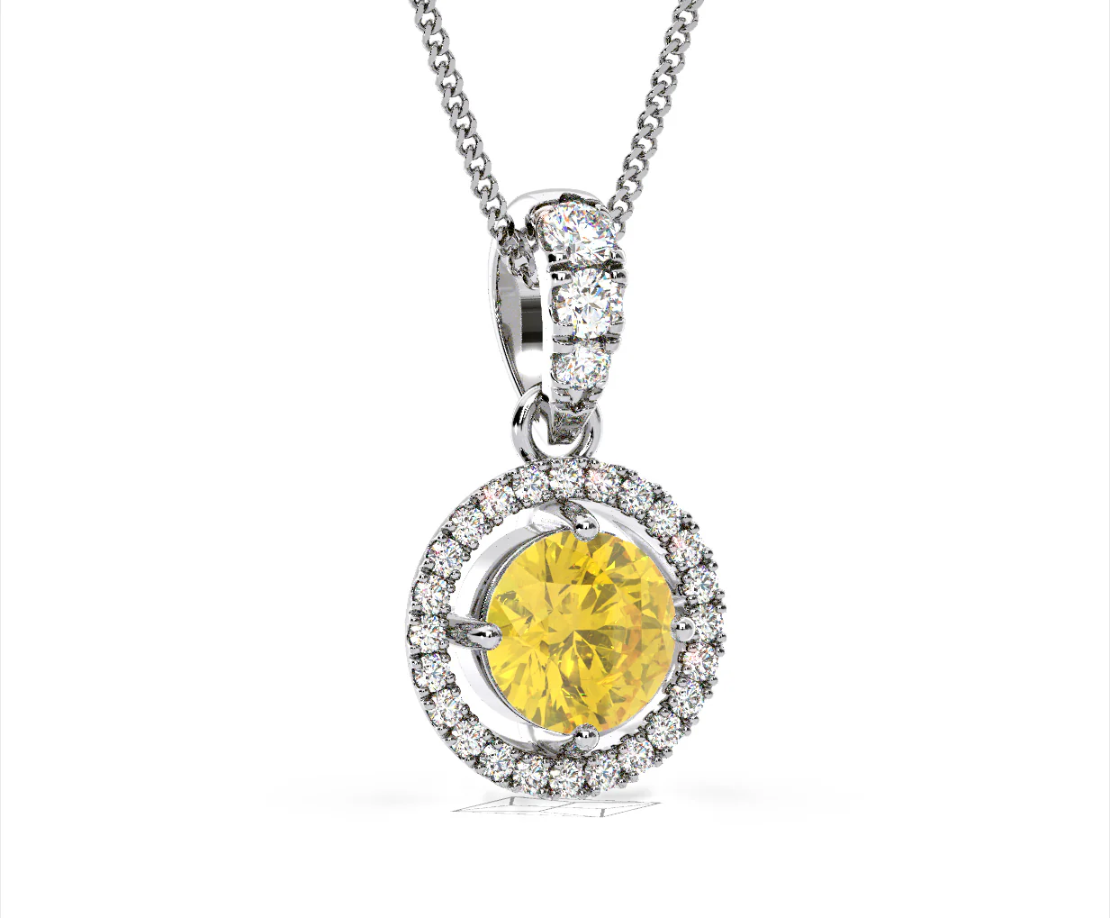 Ella Yellow Lab Diamond 1.38ct Pendant Necklace in 18K White Gold - Elara Collection - Image 85