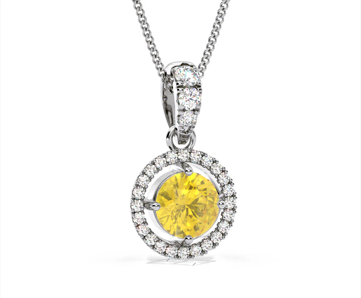 Ella Yellow Lab Diamond 1.38ct Pendant Necklace in 18K White Gold - Elara Collection - Image 86
