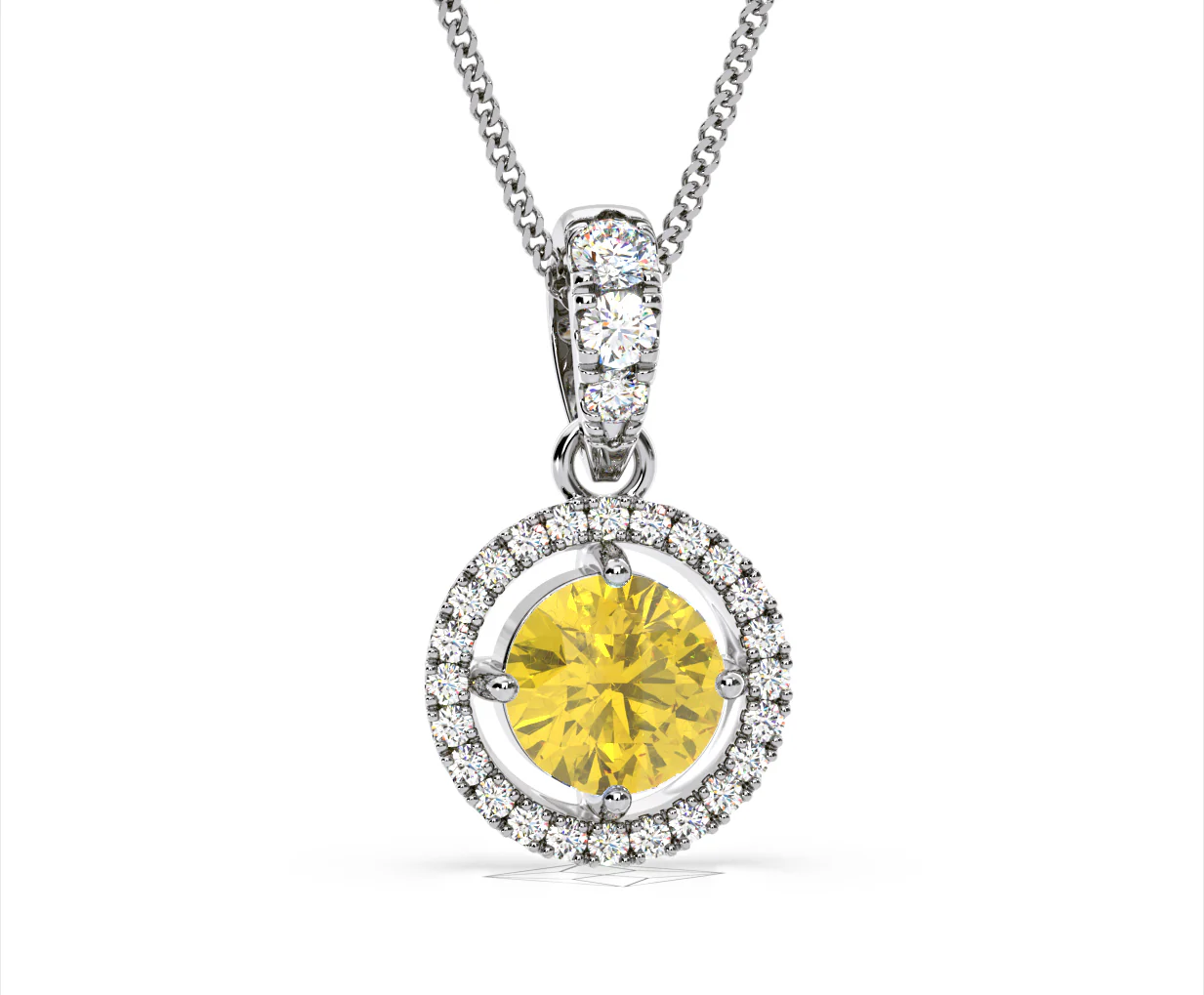 Ella Yellow Lab Diamond 1.38ct Pendant Necklace in 18K White Gold - Elara Collection - Image 88