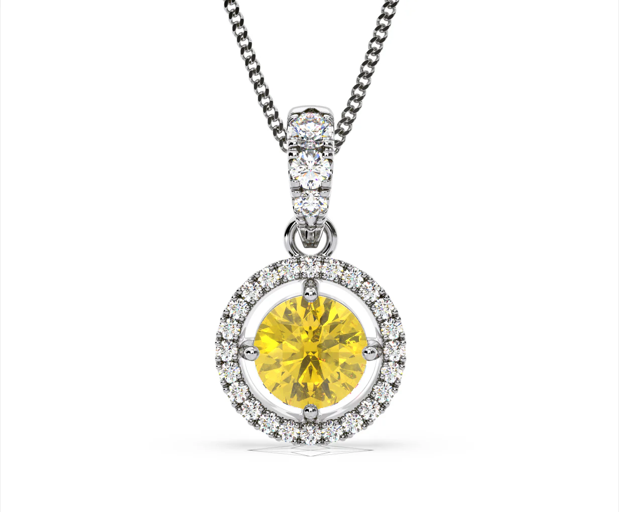 Ella Yellow Lab Diamond 1.38ct Pendant Necklace in 18K White Gold - Elara Collection - Image 90