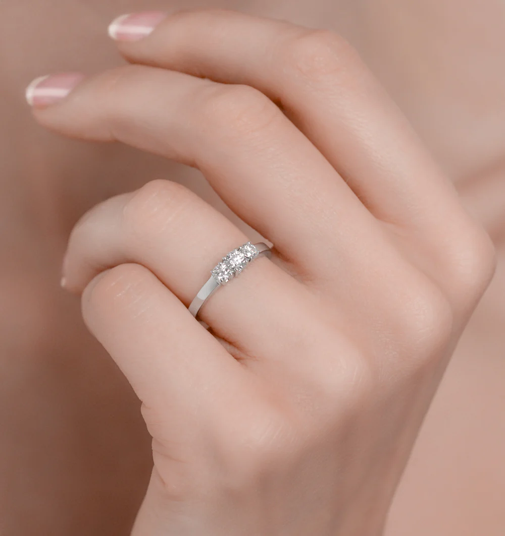 Ellie 18K White Gold 3 Stone Lab Diamond Ring 0.50CT G/VS - Image 4