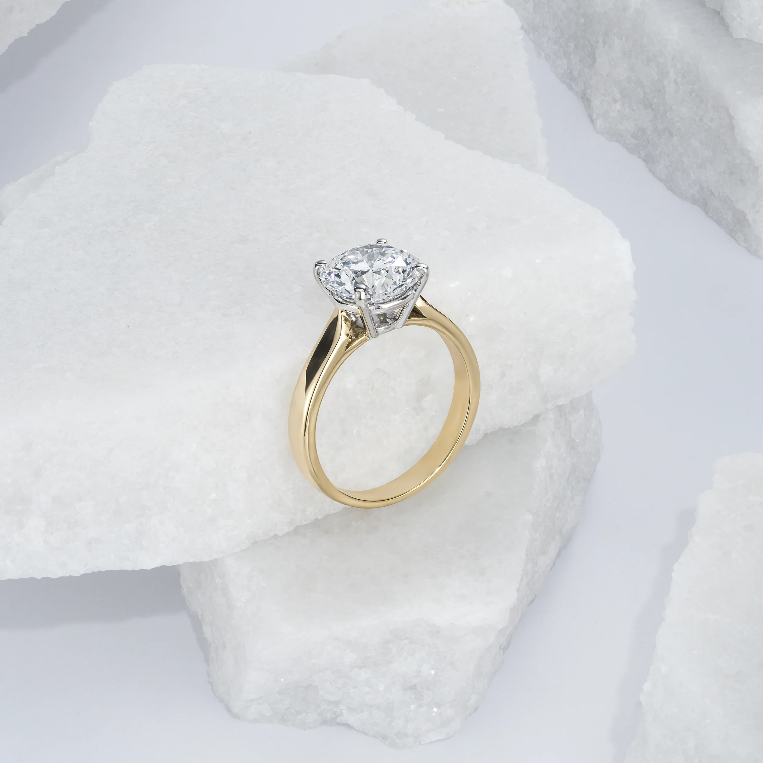 Elysia 3.00ct Lab Diamond Round Cut Engagement Ring in 18K Yellow Gold G/VS1 - Image 6