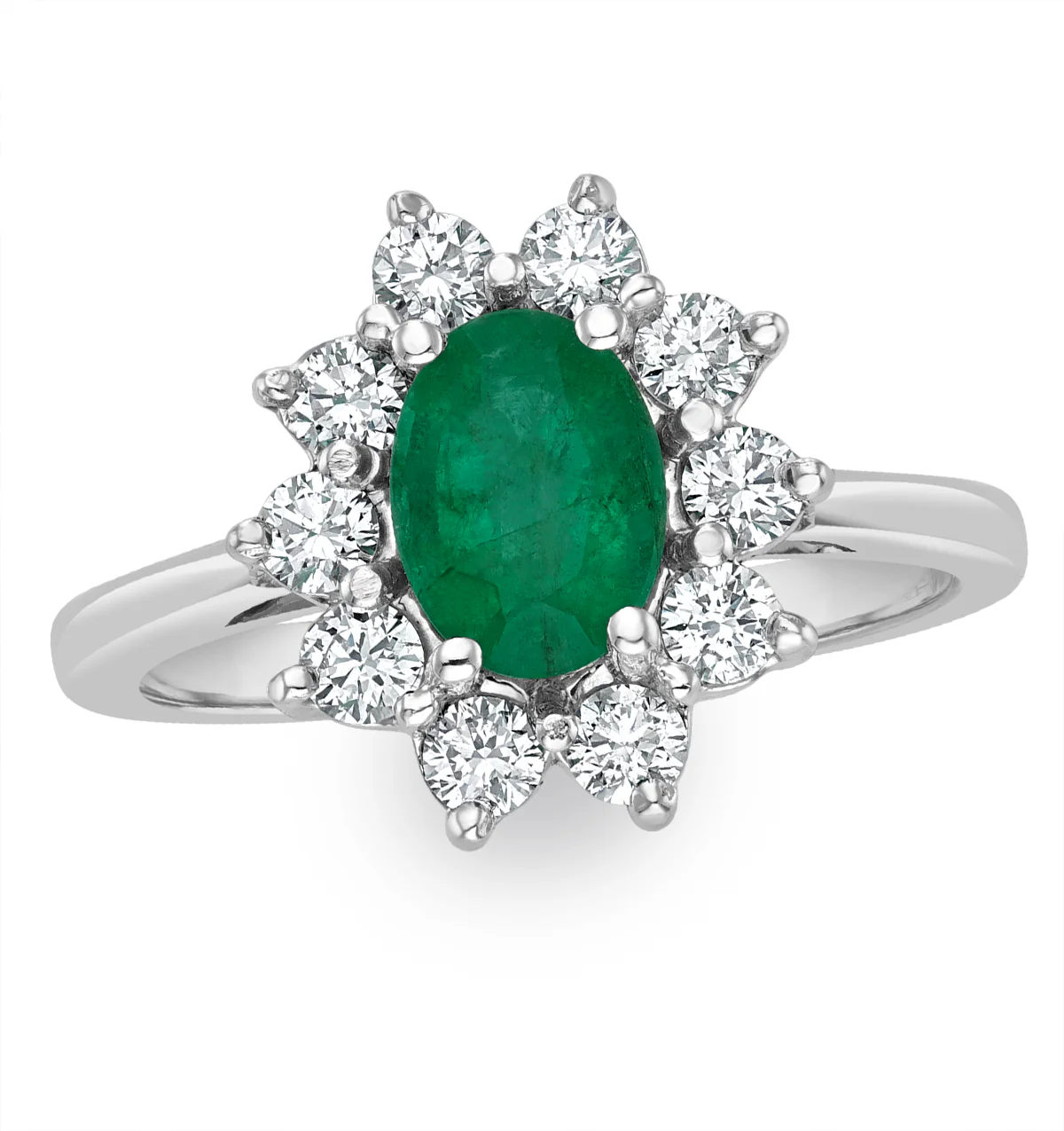 Emerald 0.70ct And Diamond 18K White Gold Ring FET25-GY - Image 2