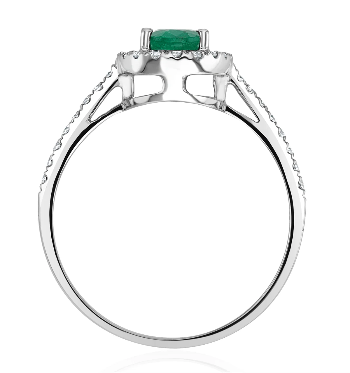 Emerald 0.70ct And Diamond 18K White Gold Ring - Image 3