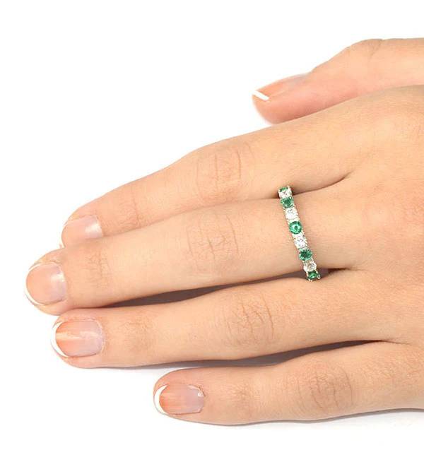 Emerald 0.70ct H/SI Diamond Platinum Eternity Ring Item HG20-322GJUS - Image 3