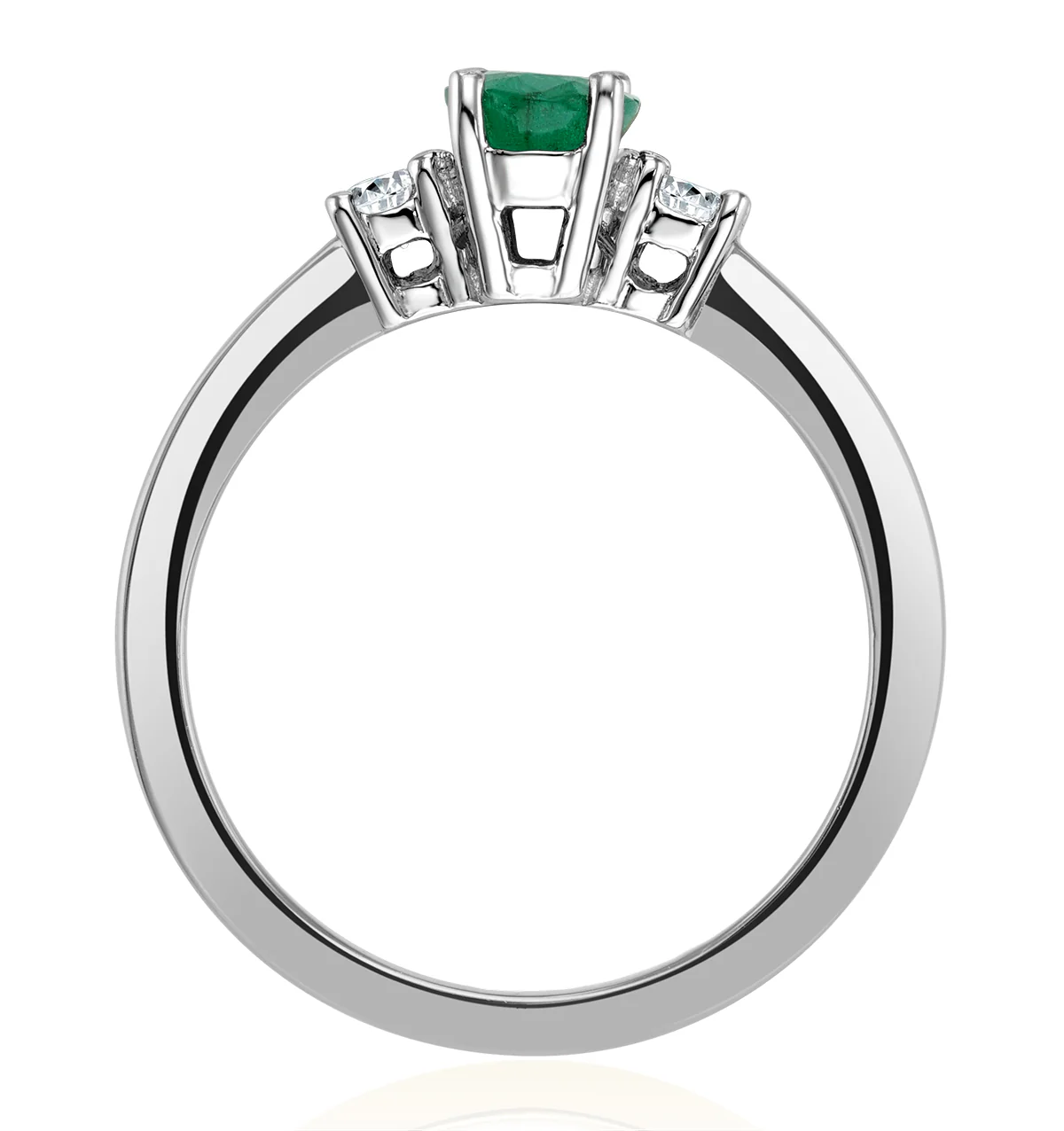 Emerald 0.75ct And Diamond 18K White Gold Ring N4316Y - Image 3