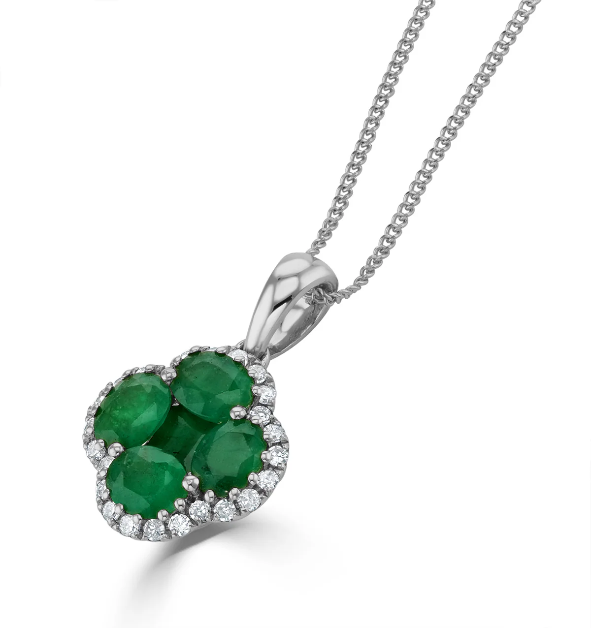 Emerald 1.04ct and Diamond 18K White Gold Alegria Pendant - Image 3