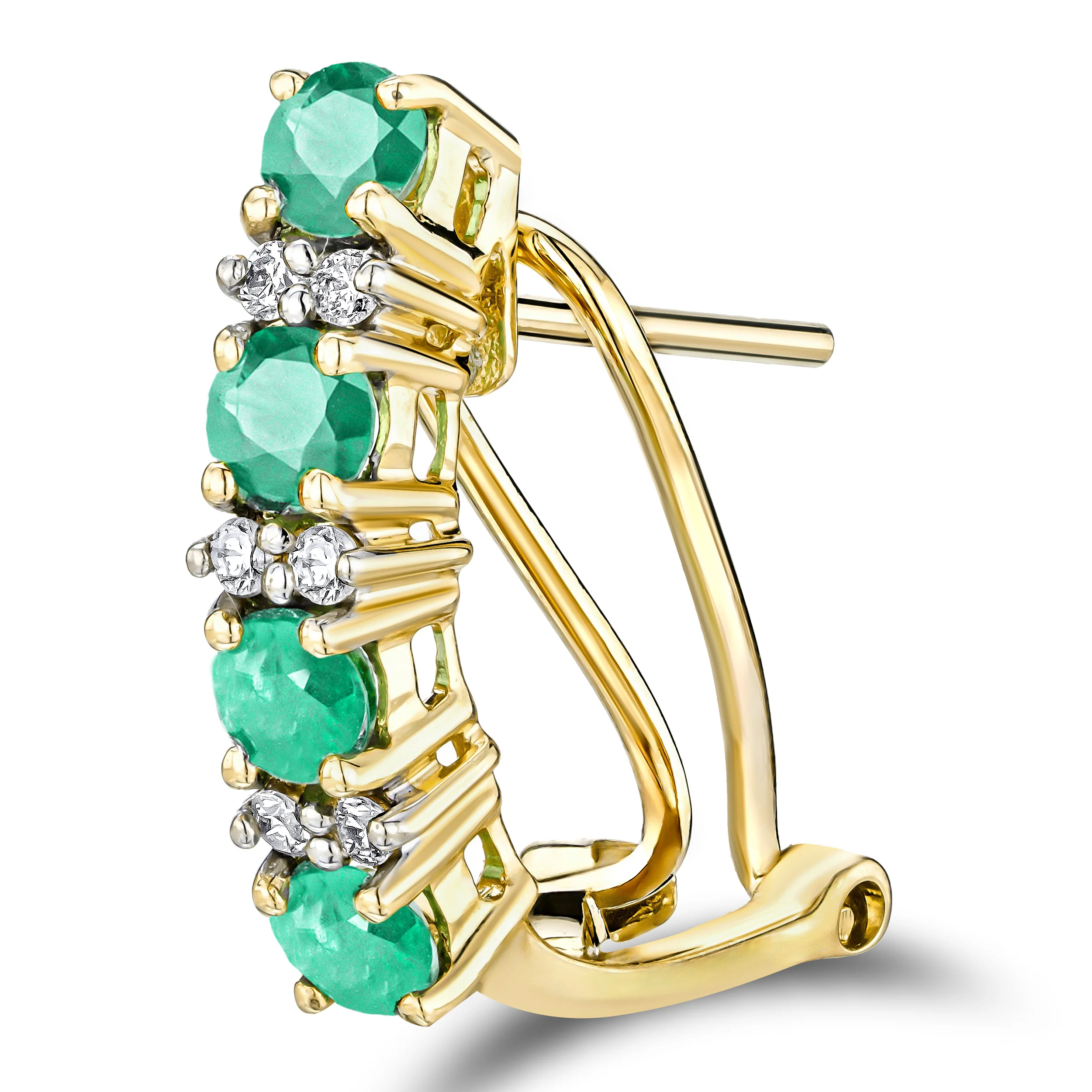 Emerald 1.10CT And Diamond 9K Yellow Gold Earrings - Image 3