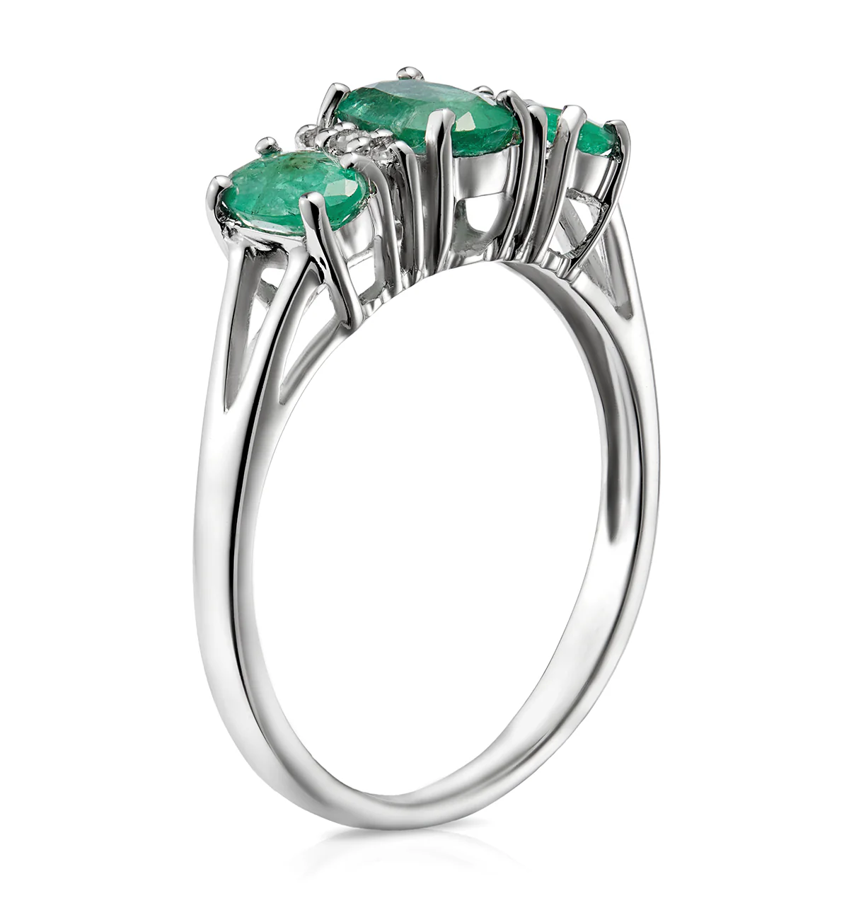 Emerald 1.06ct And Diamond 9K White Gold Ring - Image 3