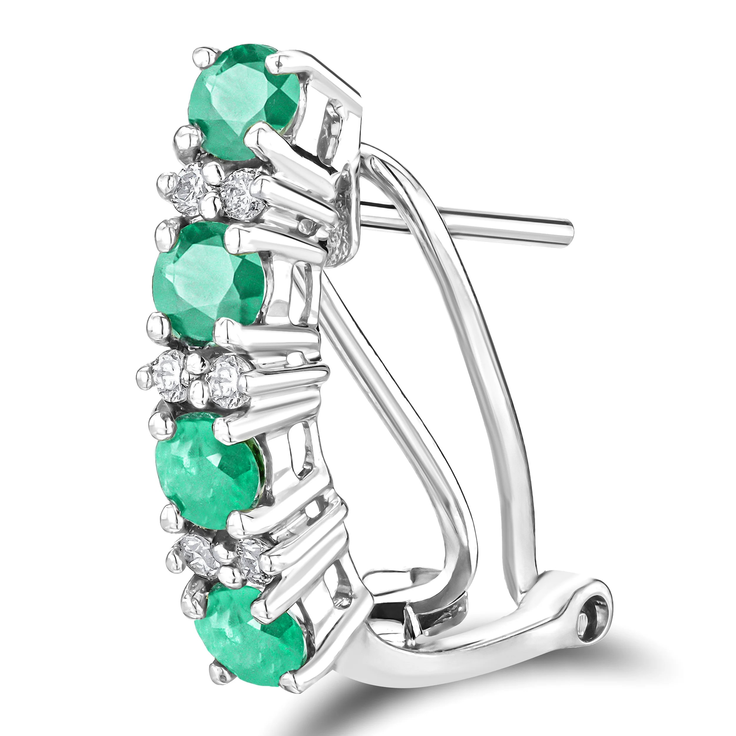 Emerald 1.10CT And Diamond 9K White Gold Earrings - Image 3