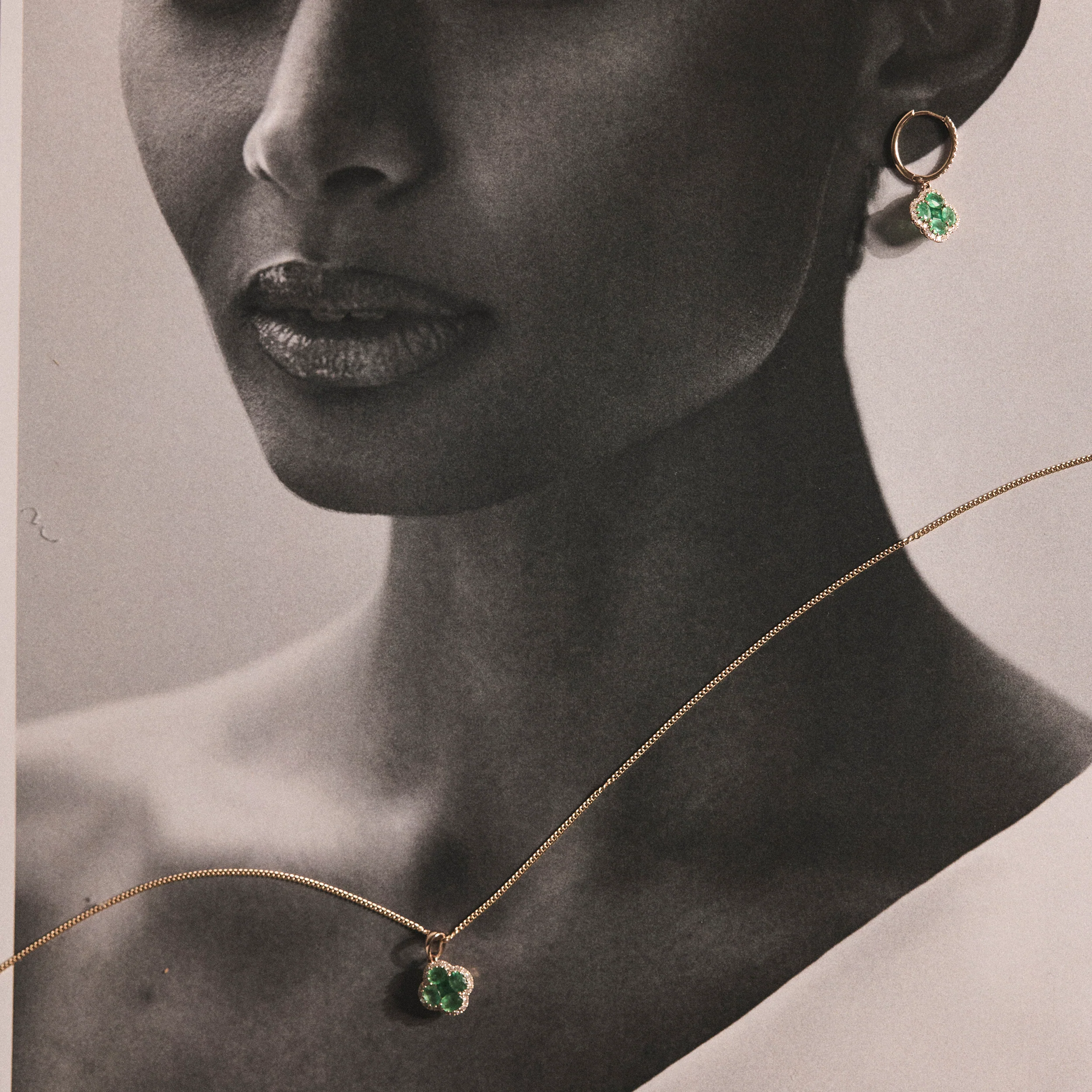 Alegria 2.05ct Emerald and Lab Diamond Earrings in 9K Yellow Gold - Image 5