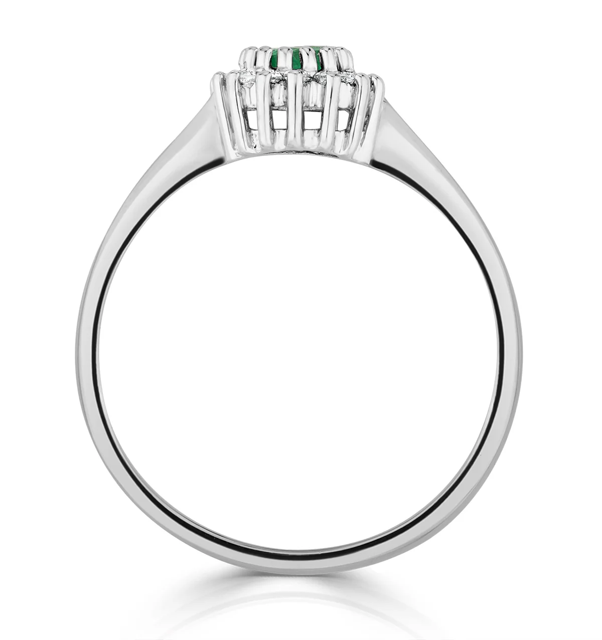 Emerald 3.5 x 3.5mm And Diamond 18K White Gold Ring - Image 3