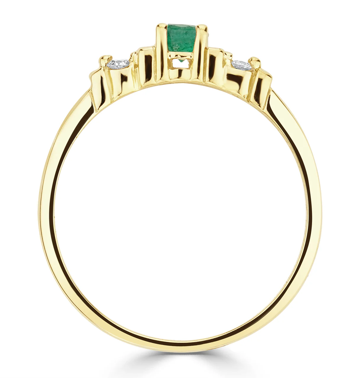 Emerald 3.75mm And Diamond 9K Gold Ring - Image 2
