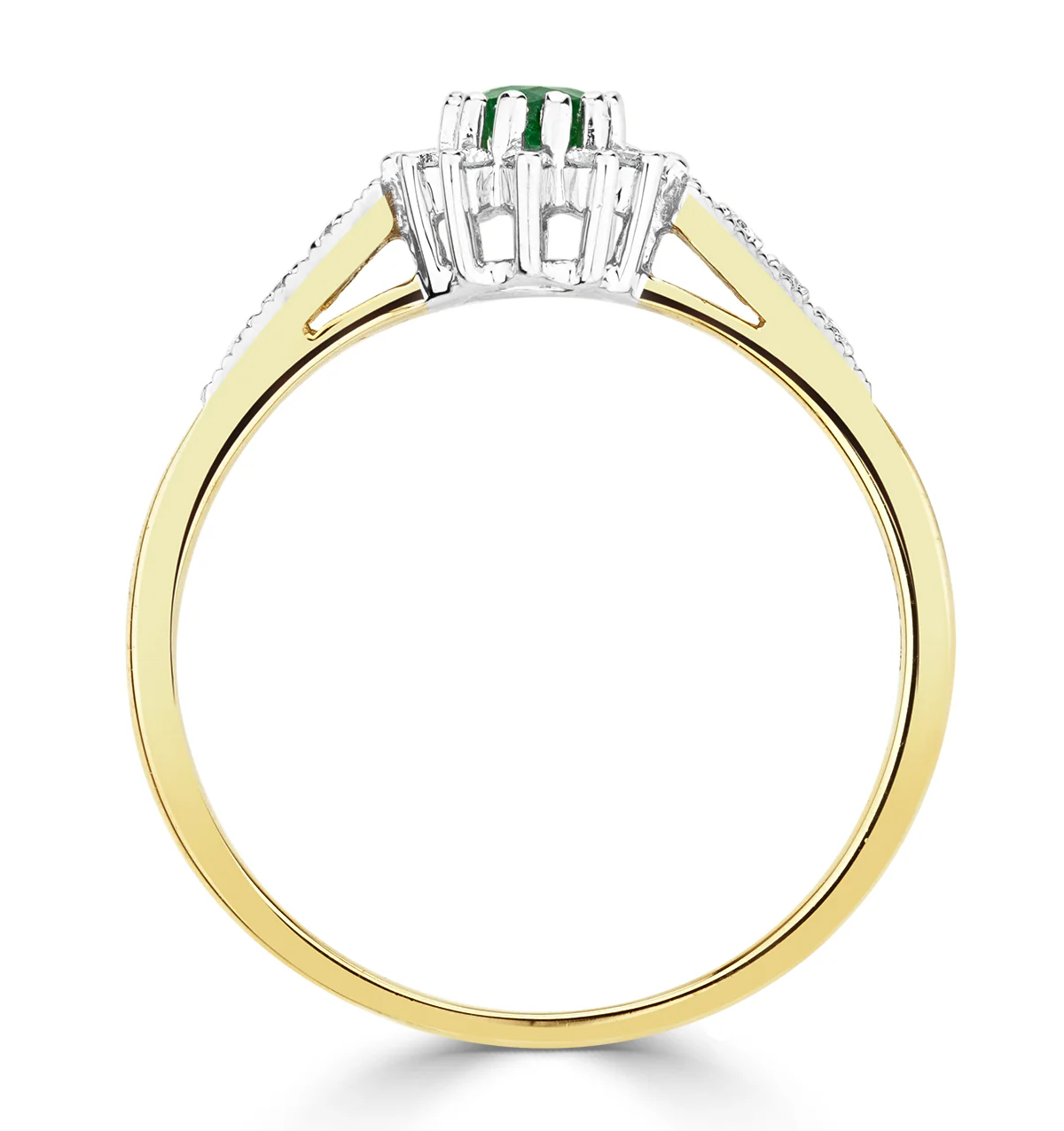 Emerald 5 x 3mm And Diamond 9K Gold Ring A3203 - Image 3