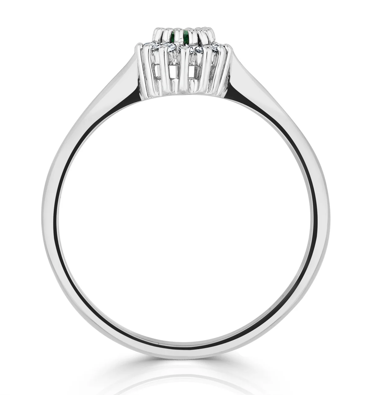 Emerald 5 x 3mm And Diamond 9K White Gold Ring A4450 - Image 3