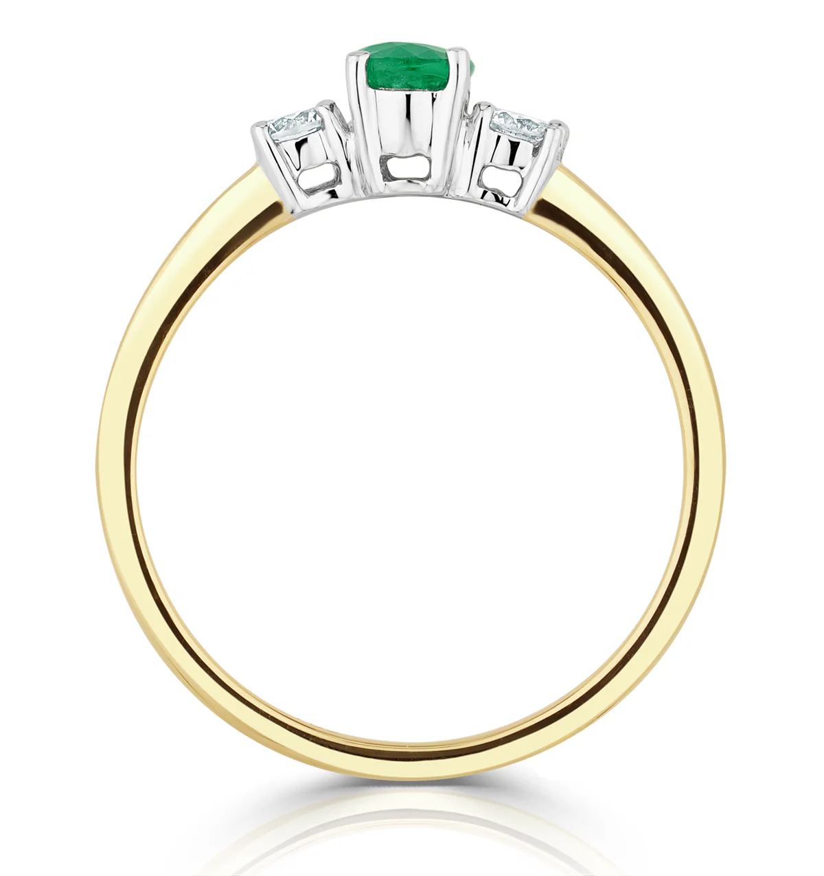 Emerald 6 x 4mm And Diamond 18K Gold Ring N4314 - Image 3