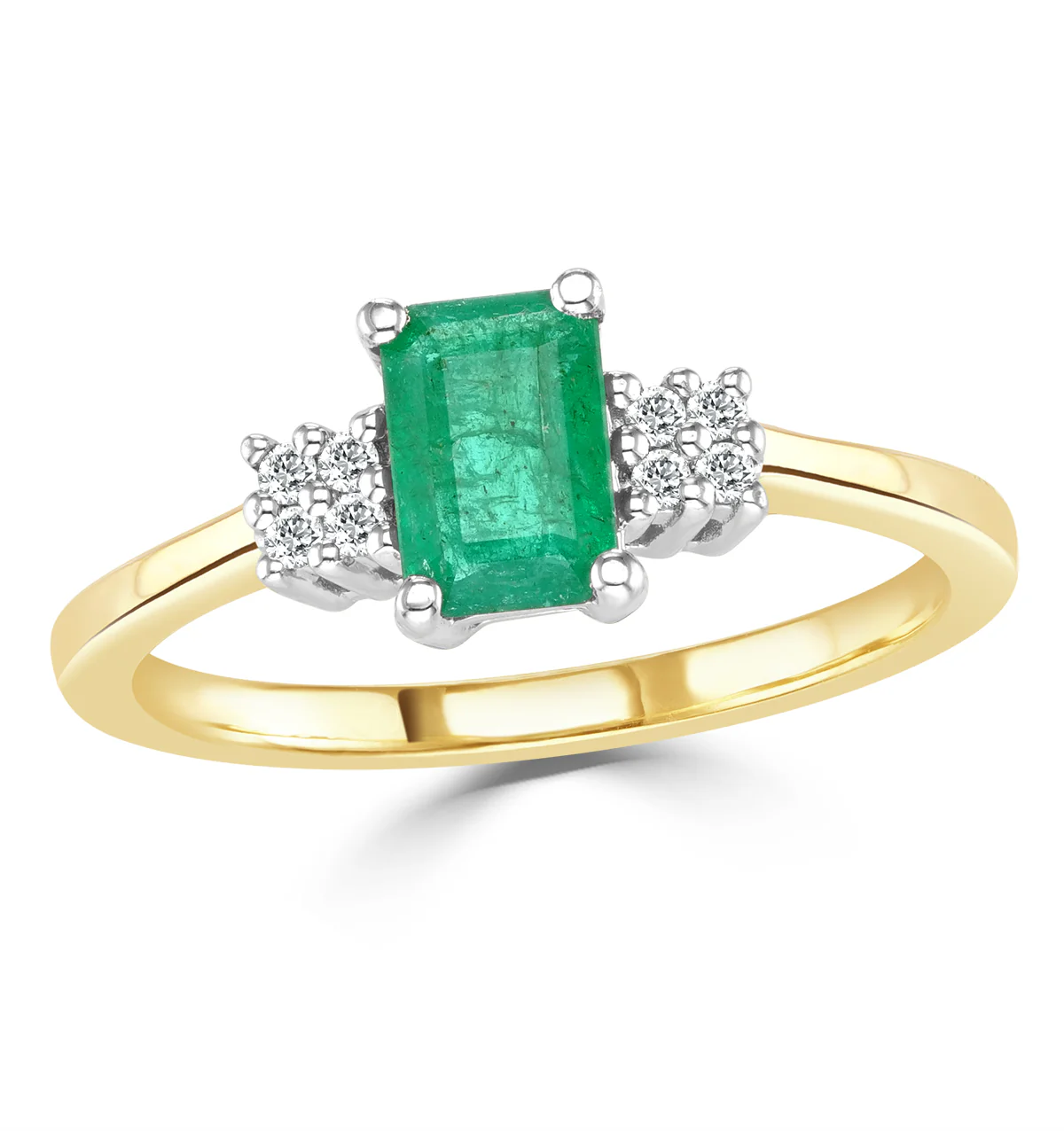 Emerald 6 x 4mm And Diamond 18K Gold Ring - Image 2