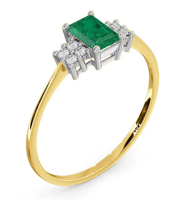 Emerald 6 x 4mm And Diamond 18K Gold Ring - Image 4