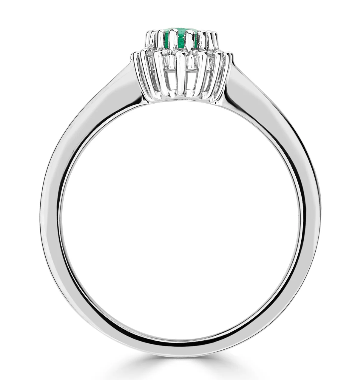 Emerald 6 x 4mm And Diamond 9K White Gold Ring Item A4434 - Image 3