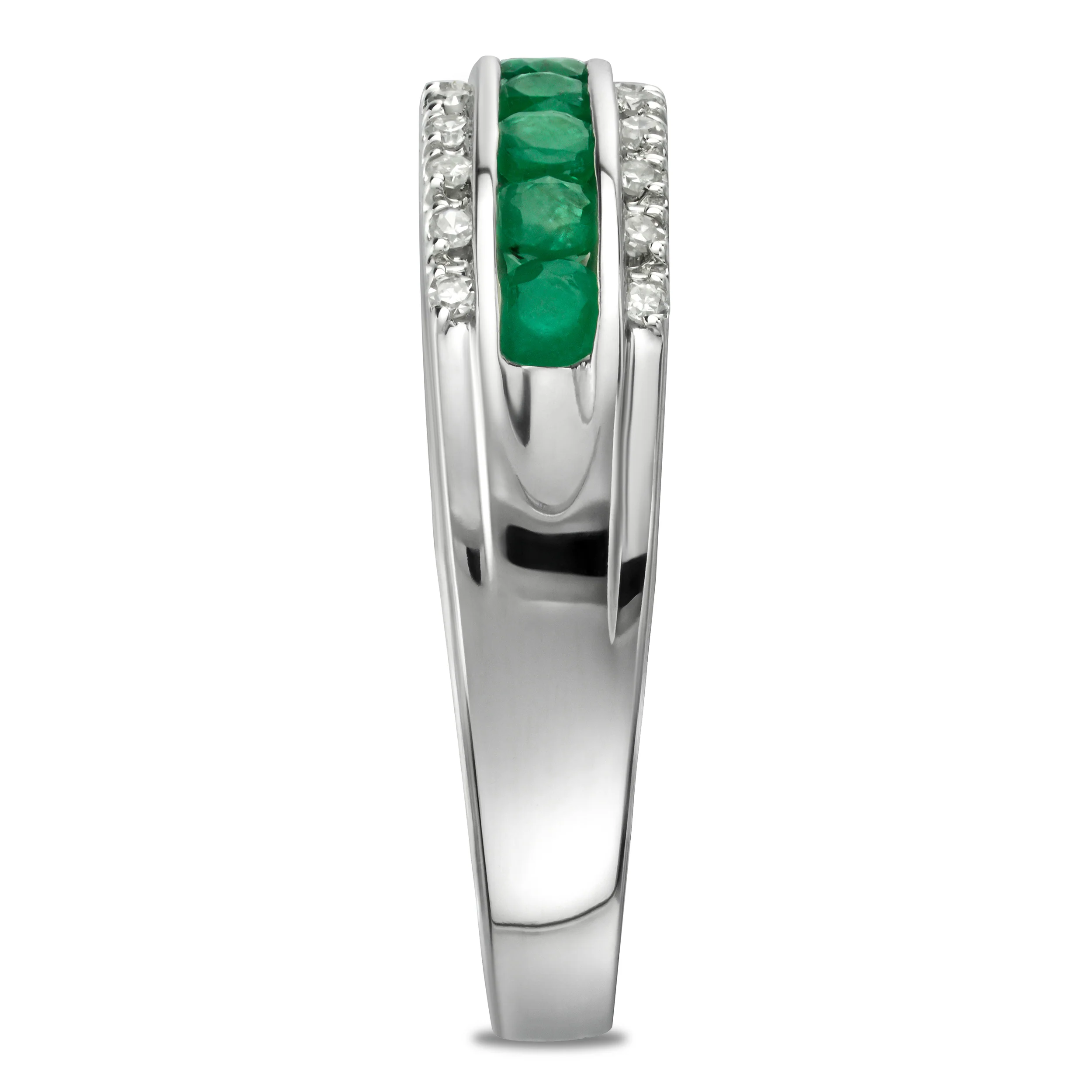 Emerald and Diamond Eternity Ring 0.56ct in 9K White Gold - Image 3
