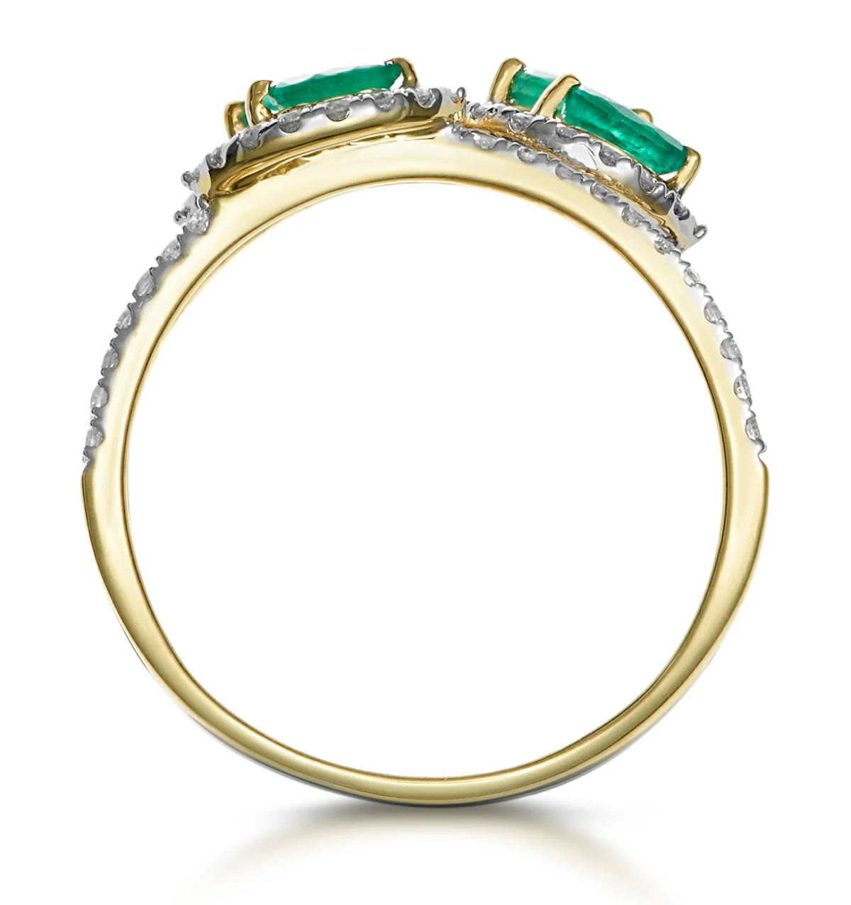 Emerald and Diamond Halo Statement Ring 18K Gold - Asteria Collection - Image 3