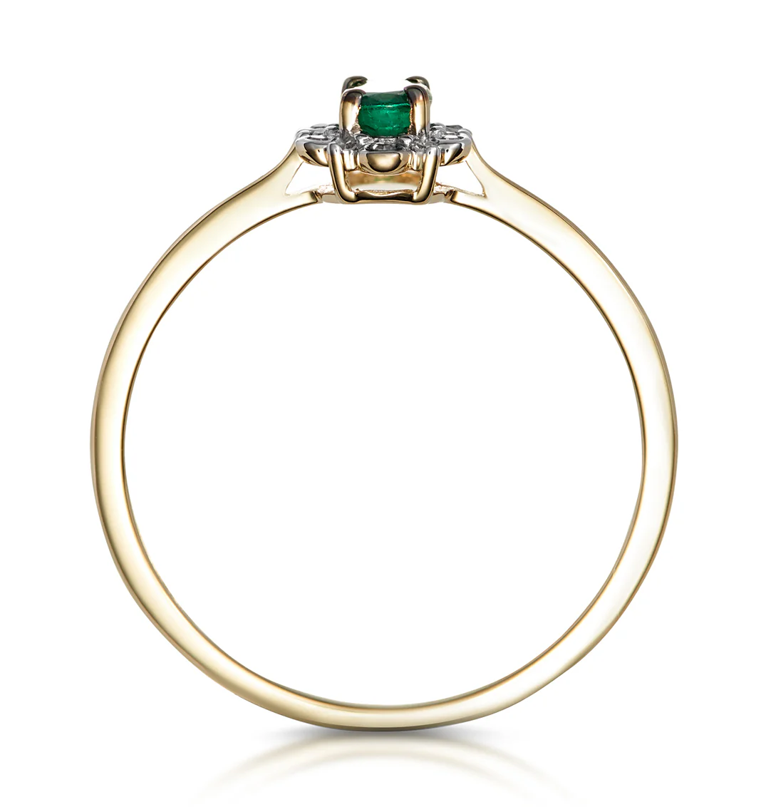 Emerald and Diamond Stellato Cluster Ring in 9K Gold - Image 2