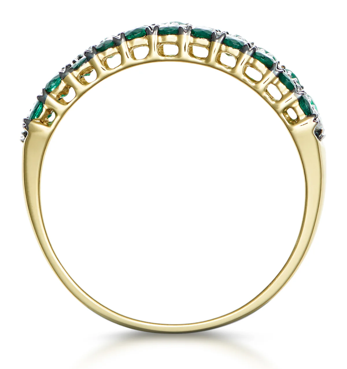 Emerald and Lab Diamond Triple Row Asteria Eternity Ring in 9K Gold - Image 3