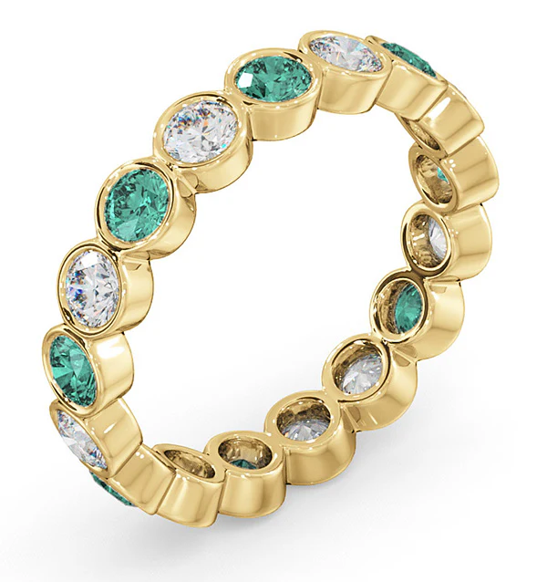 Emily 18K Gold Emerald 0.70ct and H/SI 1CT Diamond Eternity Ring - Image 2
